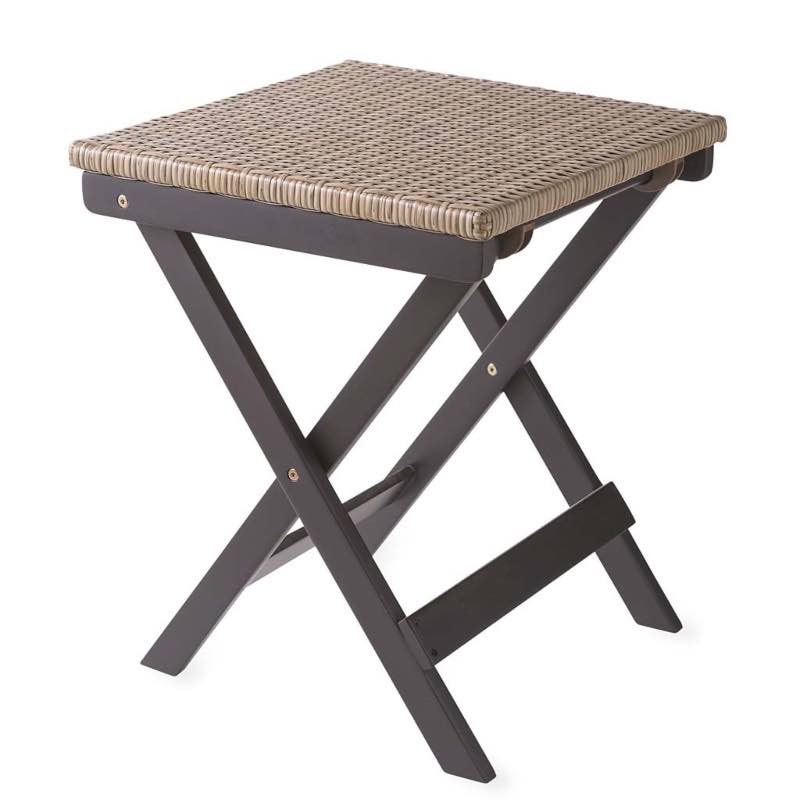 Folding Eucalyptus Outdoor Side Table - Black